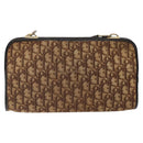 Christian Dior Trotter Canvas Shoulder Bag Brown Gold Auth 124989-2
