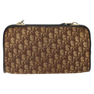Christian Dior Trotter Canvas Shoulder Bag Brown Gold Auth 124989 - 0