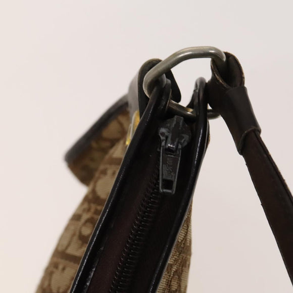 Christian Dior Trotter Canvas Shoulder Bag Brown Gold Auth 124990