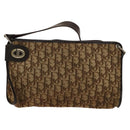 Christian Dior Trotter Canvas Shoulder Bag Brown Gold Auth 124990-2