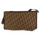 Christian Dior Trotter Canvas Shoulder Bag Brown Gold Auth 124990-3