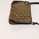 Christian Dior Trotter Canvas Shoulder Bag Brown Gold Auth 124990-3