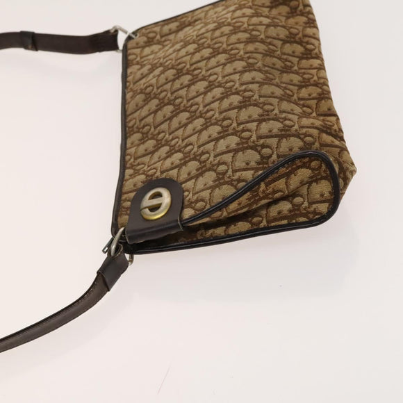 Christian Dior Trotter Canvas Shoulder Bag Brown Gold Auth 124990