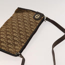 Christian Dior Trotter Canvas Shoulder Bag Brown Gold Auth 124990-6