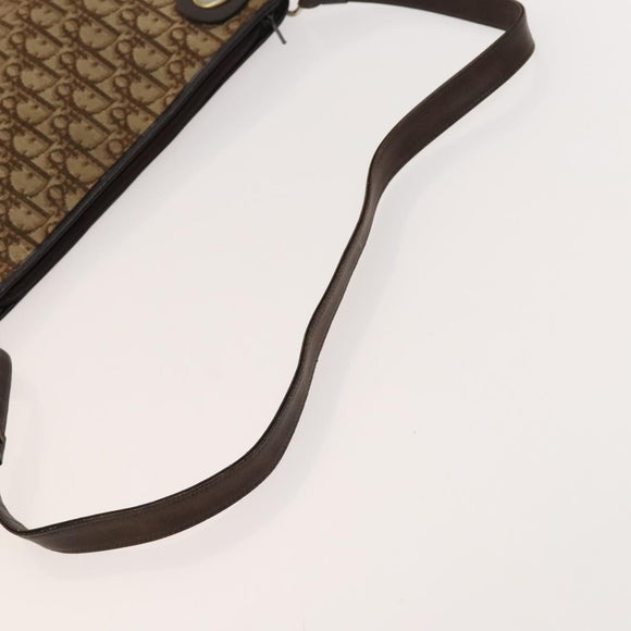 Christian Dior Trotter Canvas Shoulder Bag Brown Gold Auth 124990