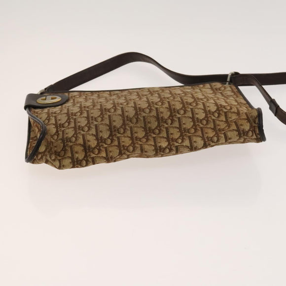 Christian Dior Trotter Canvas Shoulder Bag Brown Gold Auth 124990