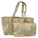 CHANEL Chain Tote Bag Straw Beige CC Auth 125000-1