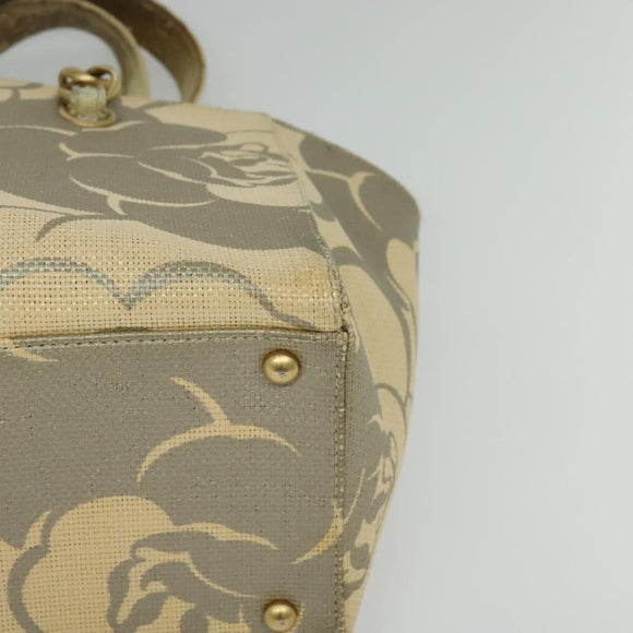 CHANEL Chain Tote Bag Straw Beige CC Auth 125000