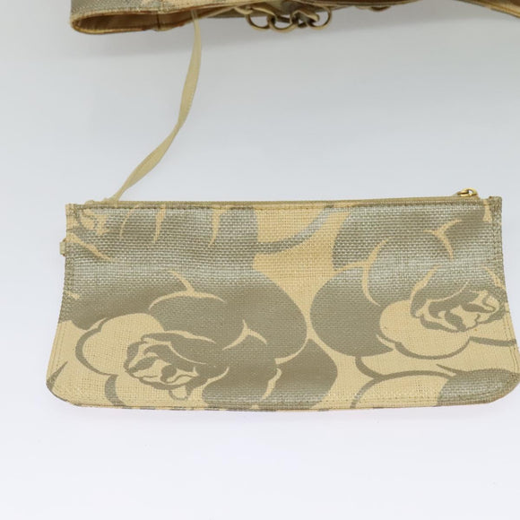 CHANEL Chain Tote Bag Straw Beige CC Auth 125000