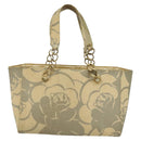 CHANEL Chain Tote Bag Straw Beige CC Auth 125000-2