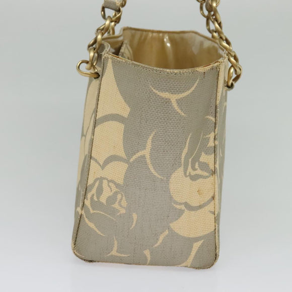 CHANEL Chain Tote Bag Straw Beige CC Auth 125000