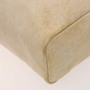 HERMES Herbag Cabas MM Hand Bag Canvas Leather Beige Brown Silver Auth 125002-15