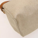 HERMES Herbag Cabas MM Hand Bag Canvas Leather Beige Brown Silver Auth 125002-16