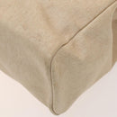 HERMES Herbag Cabas MM Hand Bag Canvas Leather Beige Brown Silver Auth 125002-17