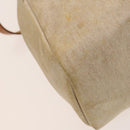 HERMES Herbag Cabas MM Hand Bag Canvas Leather Beige Brown Silver Auth 125002-18