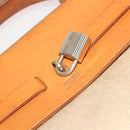 HERMES Herbag Cabas MM Hand Bag Canvas Leather Beige Brown Silver Auth 125002-19