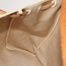 HERMES Herbag Cabas MM Hand Bag Canvas Leather Beige Brown Silver Auth 125002-23