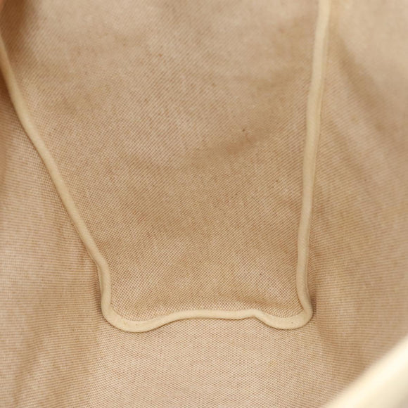 HERMES Herbag Cabas MM Hand Bag Canvas Leather Beige Brown Silver Auth 125002