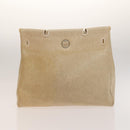 HERMES Herbag Cabas MM Hand Bag Canvas Leather Beige Brown Silver Auth 125002-26