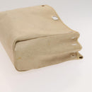 HERMES Herbag Cabas MM Hand Bag Canvas Leather Beige Brown Silver Auth 125002-27