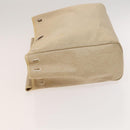 HERMES Herbag Cabas MM Hand Bag Canvas Leather Beige Brown Silver Auth 125002-28