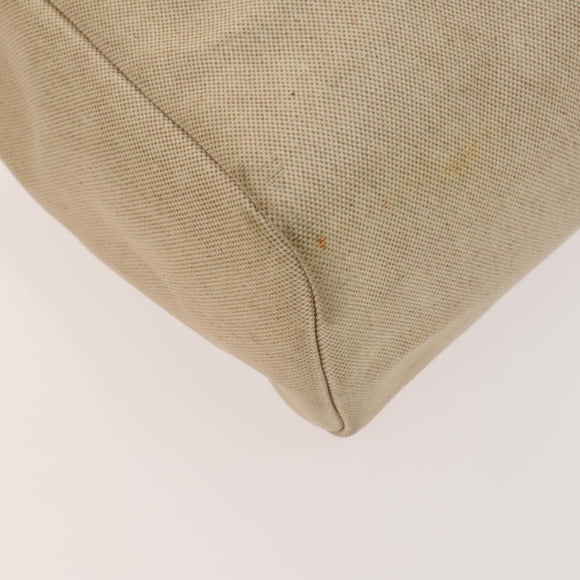 HERMES Herbag Cabas MM Hand Bag Canvas Leather Beige Brown Silver Auth 125002