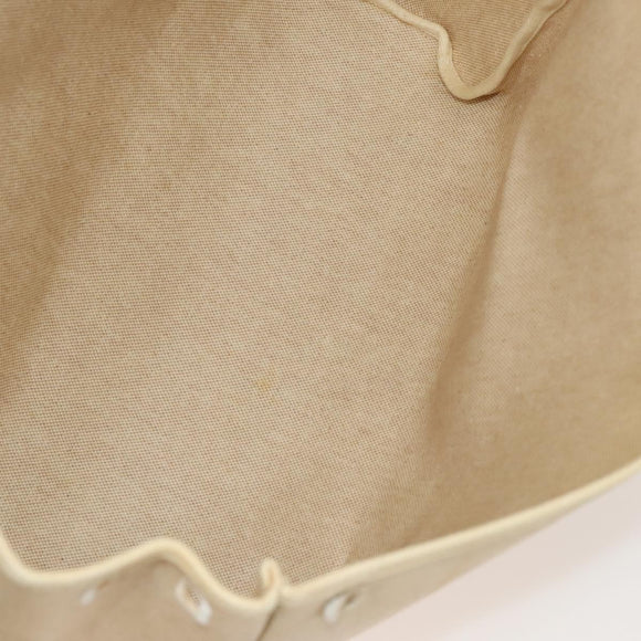 HERMES Herbag Cabas MM Hand Bag Canvas Leather Beige Brown Silver Auth 125002