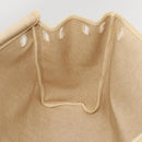 HERMES Herbag Cabas MM Hand Bag Canvas Leather Beige Brown Silver Auth 125002-36