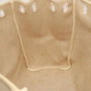 HERMES Herbag Cabas MM Hand Bag Canvas Leather Beige Brown Silver Auth 125002-37