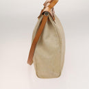 HERMES Herbag Cabas MM Hand Bag Canvas Leather Beige Brown Silver Auth 125002-3