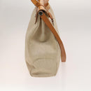 HERMES Herbag Cabas MM Hand Bag Canvas Leather Beige Brown Silver Auth 125002-4