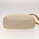 HERMES Herbag Cabas MM Hand Bag Canvas Leather Beige Brown Silver Auth 125002-5