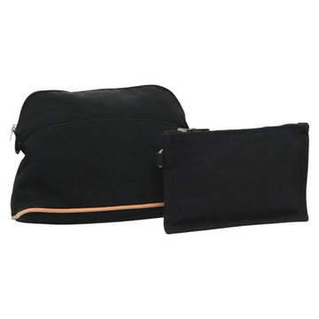 HERMES Pouch 2Set Black Silver Auth 125004