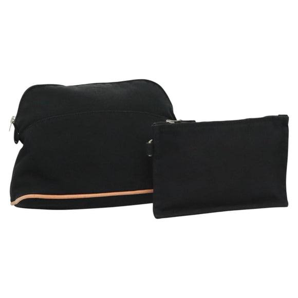 HERMES Pouch 2Set Black Silver Auth 125004