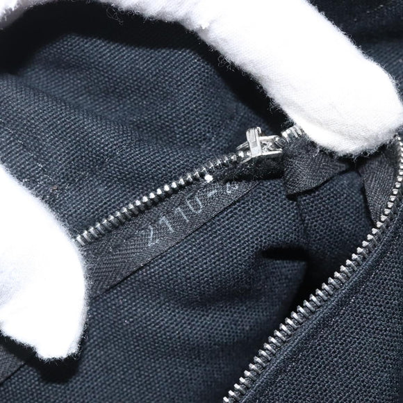 HERMES Fourre Tout PM Hand Bag Canvas Black Gray Silver Auth 125005