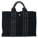 HERMES Fourre Tout PM Hand Bag Canvas Black Gray Silver Auth 125005-13