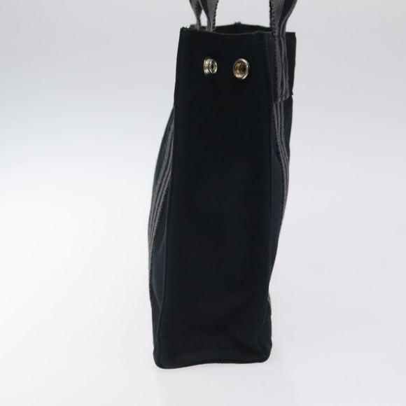 HERMES Fourre Tout PM Hand Bag Canvas Black Gray Silver Auth 125005