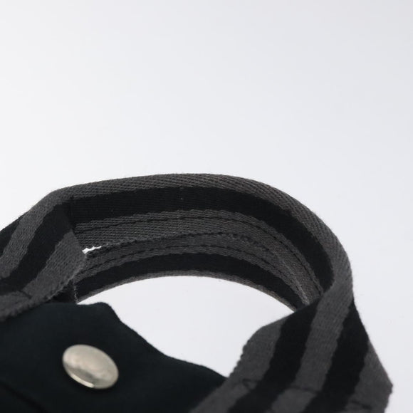 HERMES Fourre Tout PM Hand Bag Canvas Black Gray Silver Auth 125005