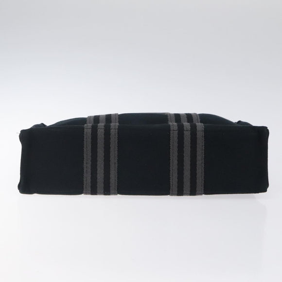 HERMES Fourre Tout PM Hand Bag Canvas Black Gray Silver Auth 125005