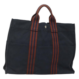 HERMES Fourre Tout MM Hand Bag Canvas Navy Auth 125006