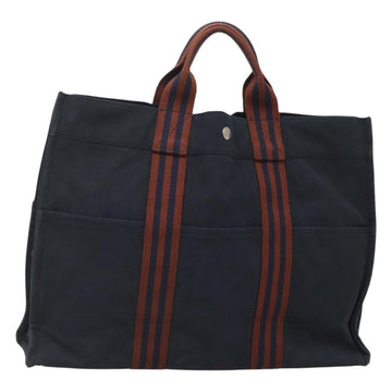 HERMES Fourre Tout MM Hand Bag Canvas Navy Auth 125006