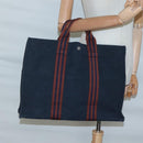 HERMES Fourre Tout MM Hand Bag Canvas Navy Auth 125006-19