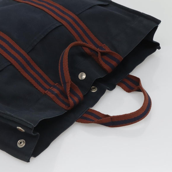 HERMES Fourre Tout MM Hand Bag Canvas Navy Auth 125006
