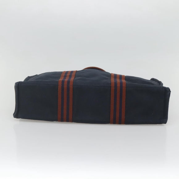 HERMES Fourre Tout MM Hand Bag Canvas Navy Auth 125006
