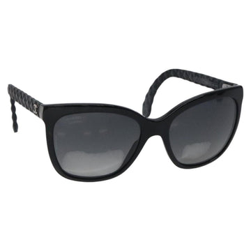CHANEL Sunglasses plastic Black CC Auth 125009