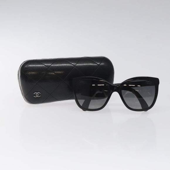 CHANEL Sunglasses plastic Black CC Auth 125009