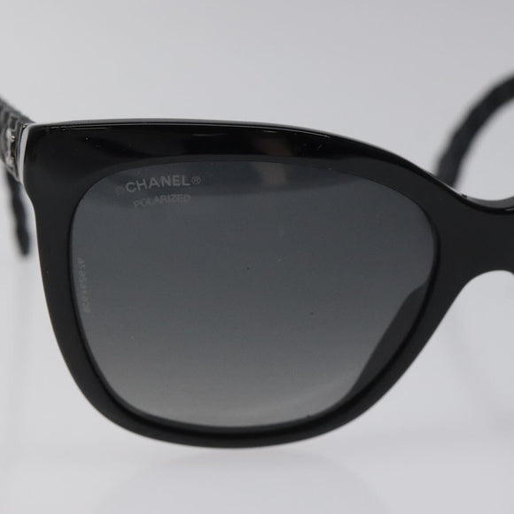 CHANEL Sunglasses plastic Black CC Auth 125009