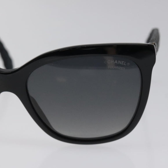 CHANEL Sunglasses plastic Black CC Auth 125009