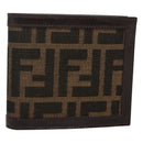FENDI Zucca Canvas Bifold Wallet Black Brown Auth 125018-1