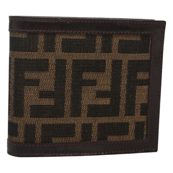 FENDI Zucca Canvas Bifold Wallet Black Brown Auth 125018
